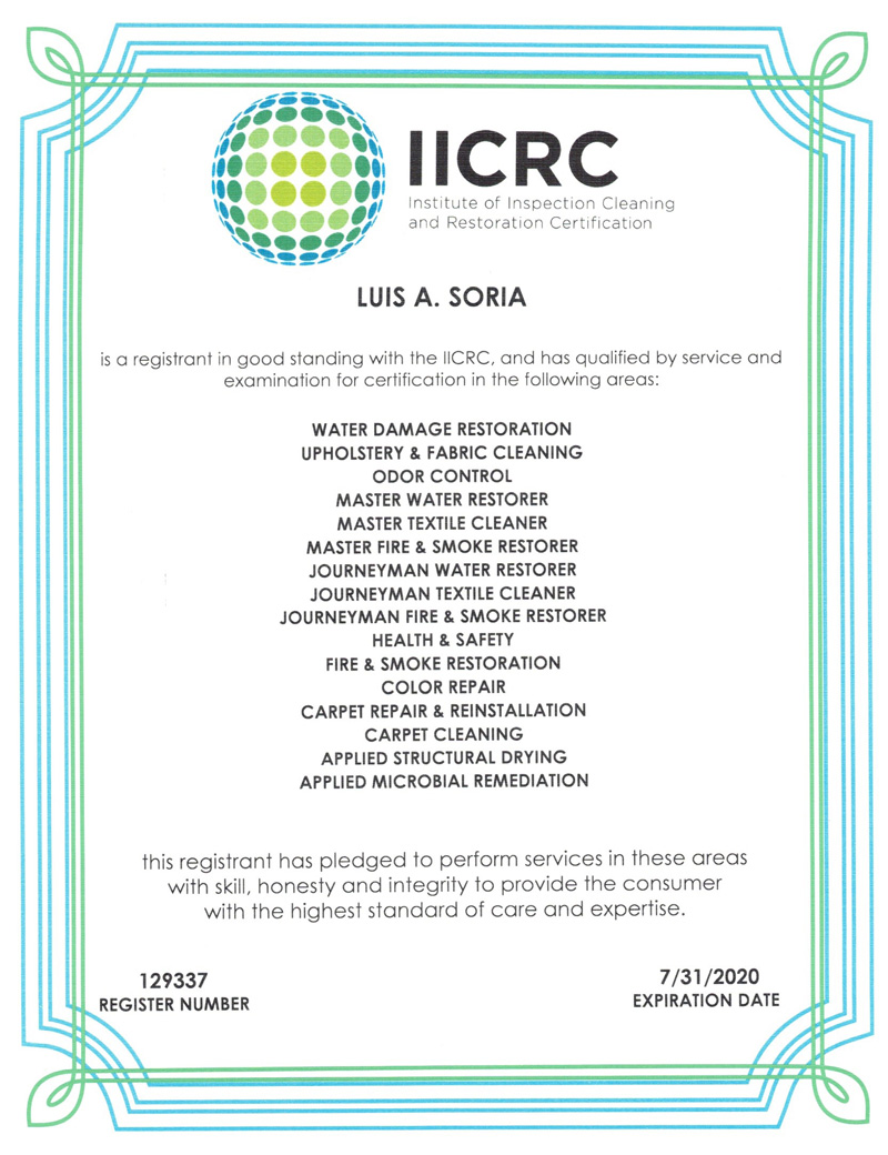 IICRC Certification Content Estimate Process